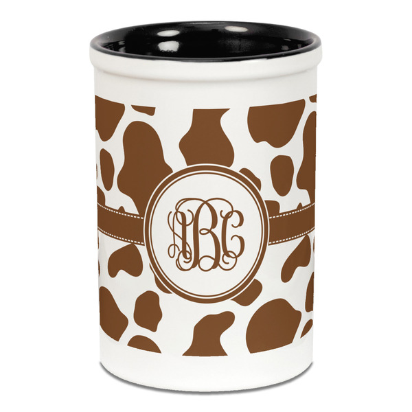 Cow Print Pencil Holder - Black