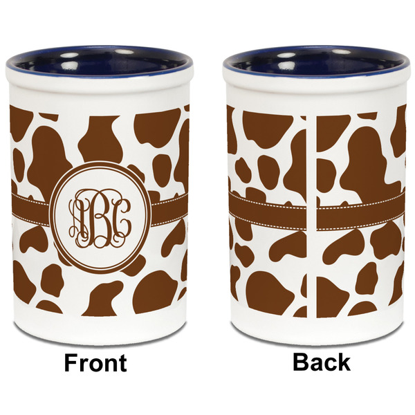 Cow Print Pencil Holder - Blue - approval