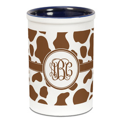 Cow Print Ceramic Pencil Holders - Blue