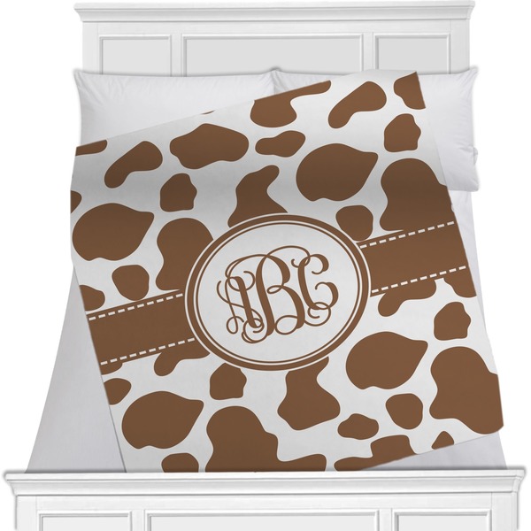Custom Cow Print Minky Blanket - Toddler / Throw - 60"x50" - Double Sided (Personalized)