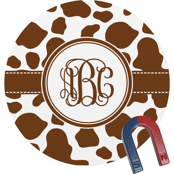 Custom Cow Print Round Fridge Magnet (Personalized)