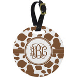 Cow Print Plastic Luggage Tag - Round (Personalized)