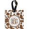 Cow Print Plastic Luggage Tag - Square w/ Monogram