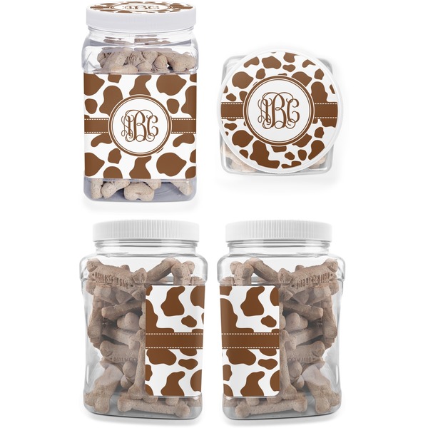 Cow Print Pet Treat Jar - Multiple Angles