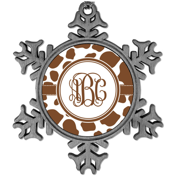 Custom Cow Print Vintage Snowflake Ornament (Personalized)