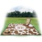 Cow Print Picnic Blanket - with Basket Hat and Book - in Use