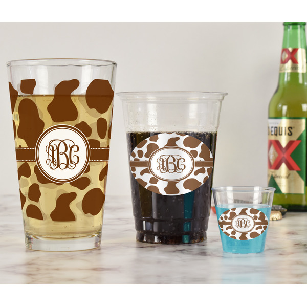 Cow Print Pint Glass - Full Fill w Transparency - In Context