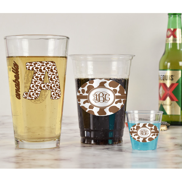 Cow Print Pint Glass - Two Content - In Context