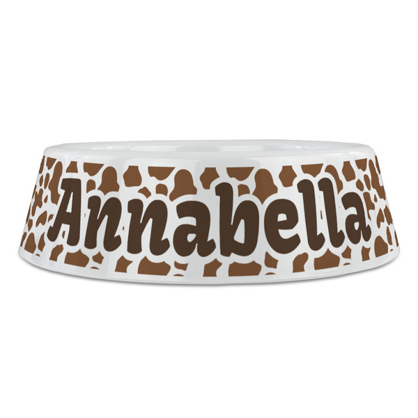 Cow Print Plastic Pet Bowls - Large - FRONT