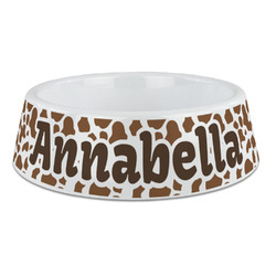 Cow Print Plastic Dog Bowl - Large (Personalized)