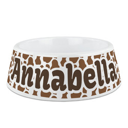 Cow Print Plastic Dog Bowl (Personalized)