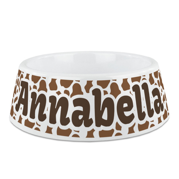 Custom Cow Print Plastic Dog Bowl (Personalized)