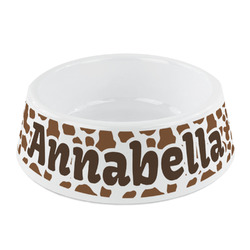 Cow Print Plastic Dog Bowl - Small (Personalized)