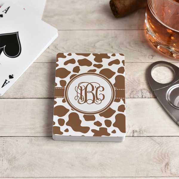 Cow Print Playing Cards - In Context
