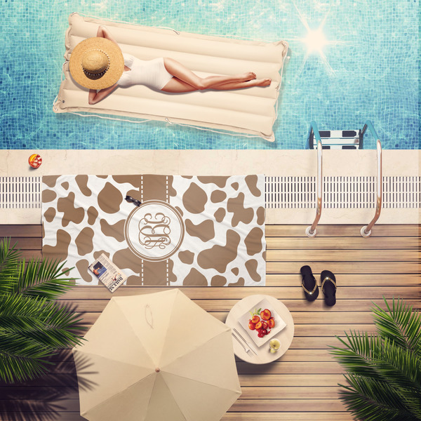 Cow Print Pool Towel Lifestyle