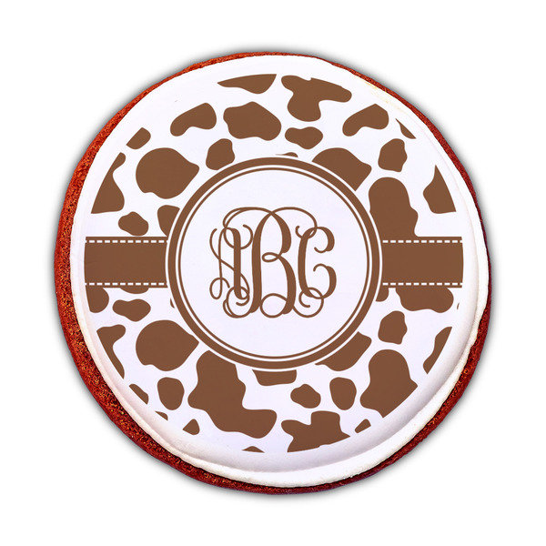 Cow Print Printed Icing Circle - Medium - On Cookie