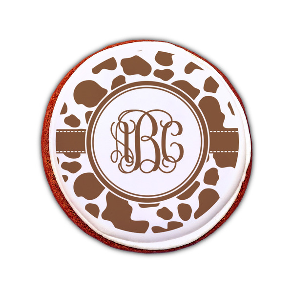 Cow Print Printed Icing Circle - Small - On Cookie