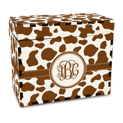 Cow Print Wood Recipe Box - Full Color Print (Personalized)