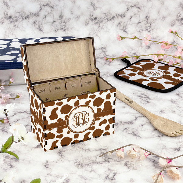 Cow Print Recipe Box - Full Color - In Context