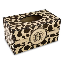 Cow Print Wood Tissue Box Cover - Rectangle (Personalized)