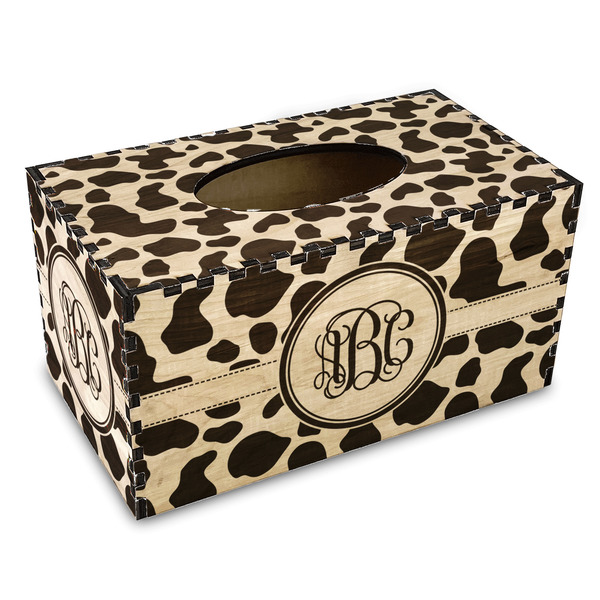Custom Cow Print Wood Tissue Box Cover - Rectangle (Personalized)