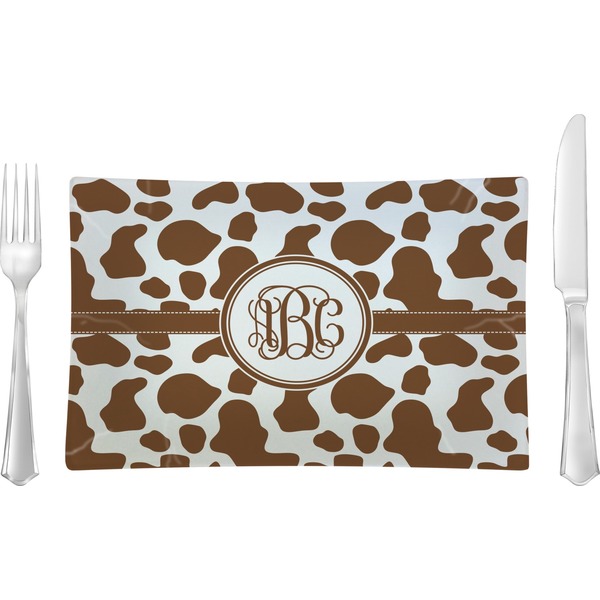 Custom Cow Print Rectangular Glass Lunch / Dinner Plate - Single or Set (Personalized)