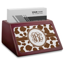 Cow Print Red Mahogany Business Card Holder (Personalized)