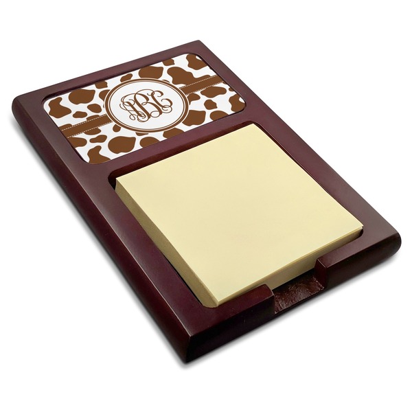Custom Cow Print Red Mahogany Sticky Note Holder (Personalized)