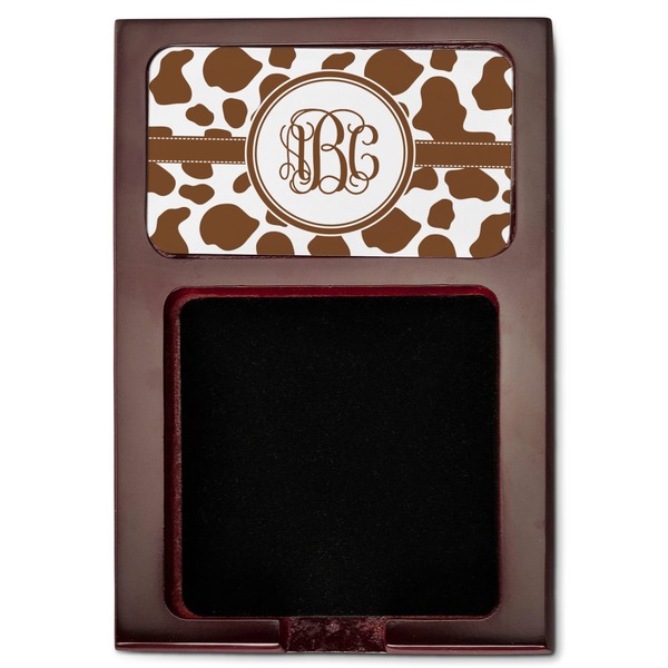 Cow Print Red Mahogany Sticky Note Holder - Flat