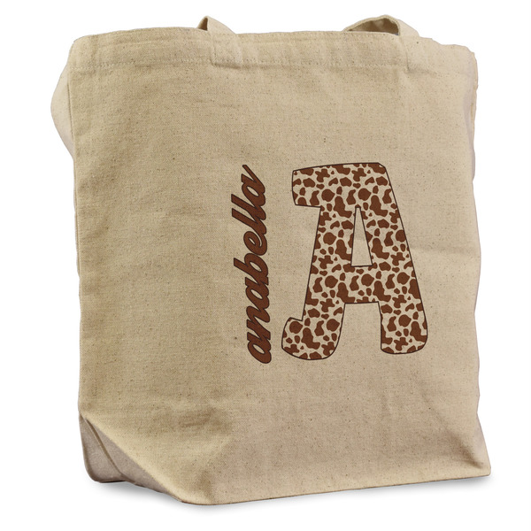 Custom Cow Print Reusable Cotton Grocery Bag (Personalized)