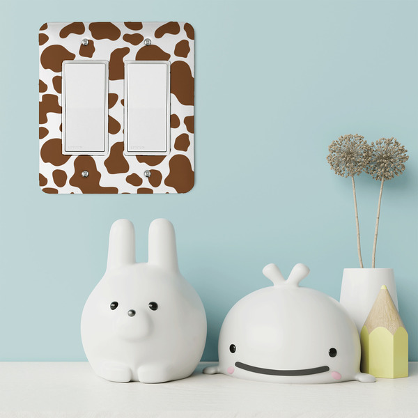Cow Print Rocker Light Switch Covers - Double - IN CONTEXT