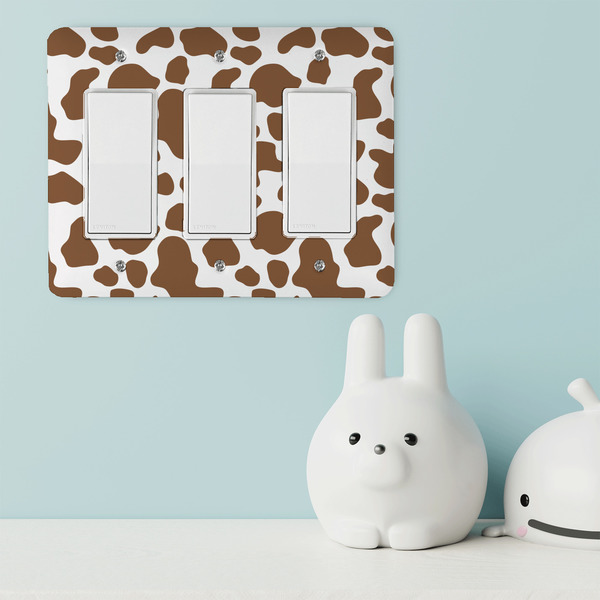 Cow Print Rocker Light Switch Covers - Triple - IN CONTEXT
