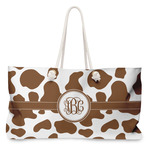 Cow Print Large Tote Bag with Rope Handles (Personalized)