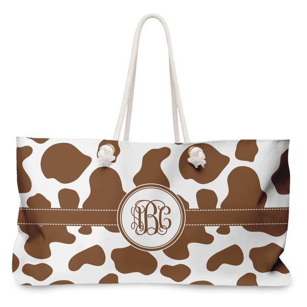 Custom Cow Print Large Tote Bag with Rope Handles (Personalized)