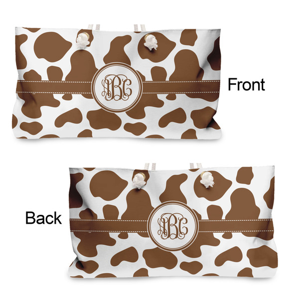 Cow Print Large Rope Tote - From & Back View