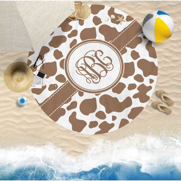 Cow Print Round Beach Towel Lifestyle
