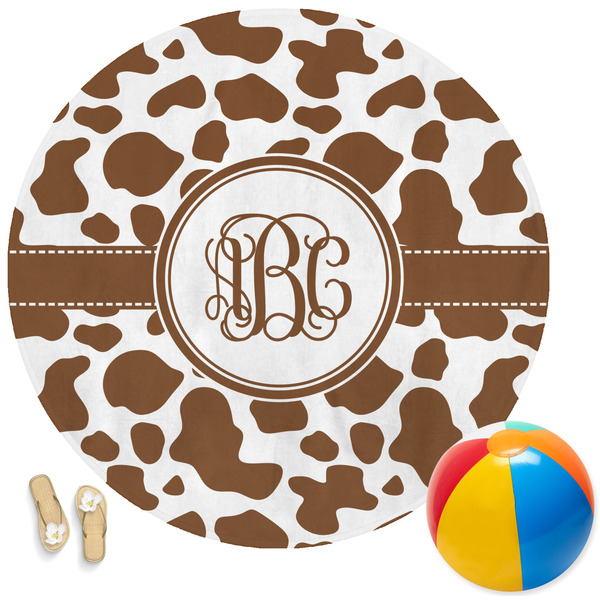 Custom Cow Print Round Beach Towel (Personalized)