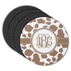 Cow Print Round Rubber Backed Coasters - Set of 4 (Personalized)