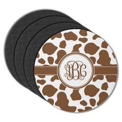 Cow Print Round Rubber Backed Coasters - Set of 4 (Personalized)