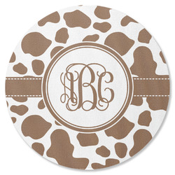 Cow Print Round Rubber Backed Coaster (Personalized)