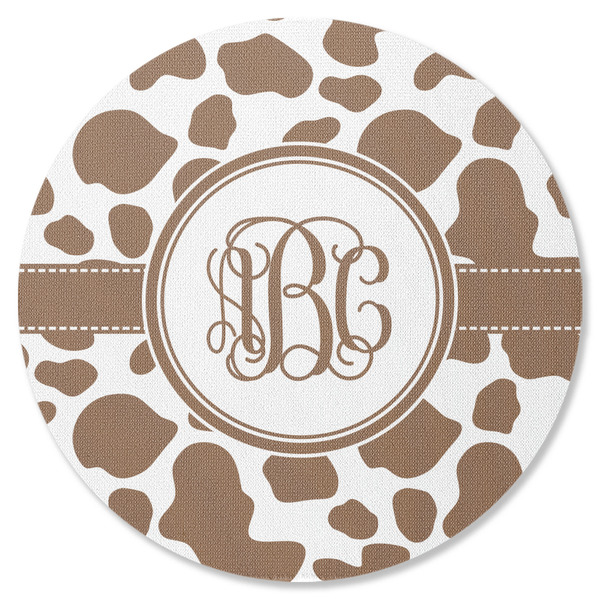 Custom Cow Print Round Rubber Backed Coaster (Personalized)
