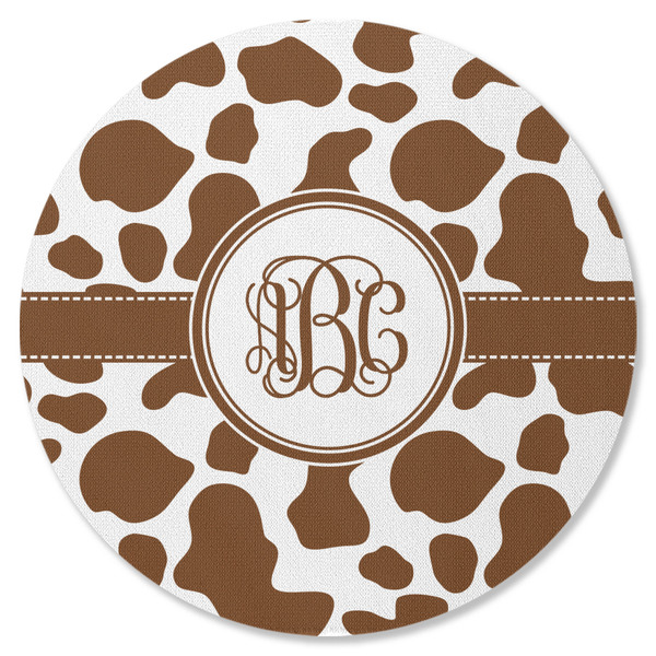 Cow Print Round Coaster Rubber Back - Single