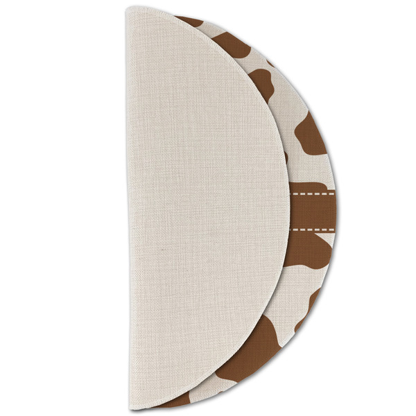 Cow Print Round Linen Placemats - HALF FOLDED (single sided)