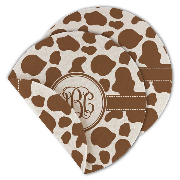 Custom Cow Print Round Linen Placemat - Double Sided (Personalized)