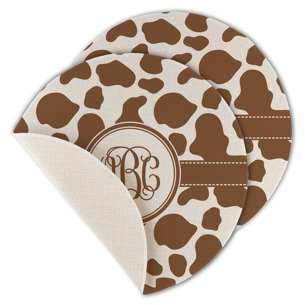 Cow Print Round Linen Placemats - MAIN (Single Sided)