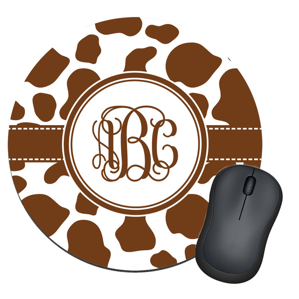 Custom Cow Print Round Mouse Pad (Personalized)