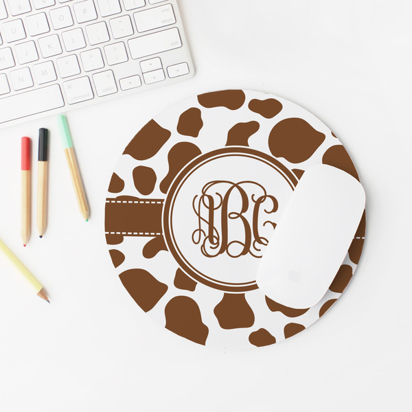 Cow Print Round Mousepad - LIFESTYLE 2