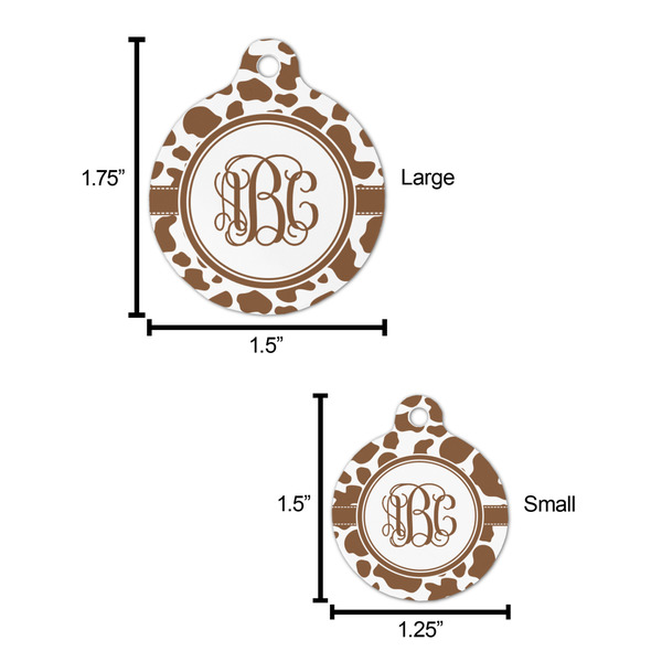 Cow Print Round Pet ID Tag - Large - Comparison Scale