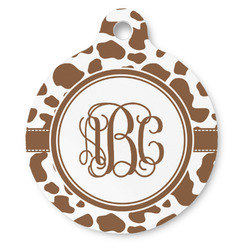 Cow Print Round Pet ID Tag (Personalized)