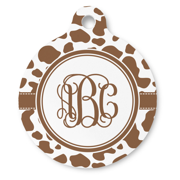 Custom Cow Print Round Pet ID Tag (Personalized)